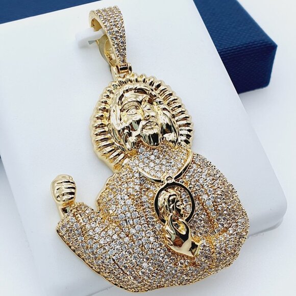 14K Gold Plated Cubic Zircon Pendant, EVBRS648 - Picture 3 of 11